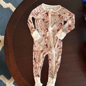 Toddler Pink goose Print Footed One-Piece Pajamas with Front Zip